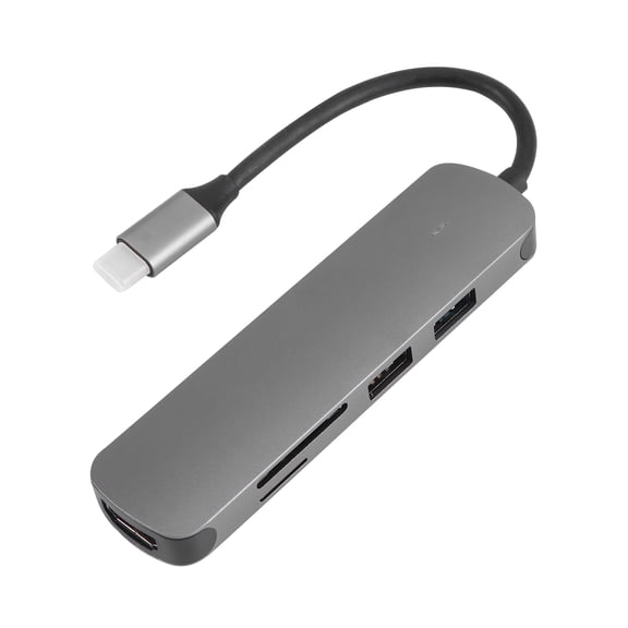 Yardwe Grey 5 Port USB Hub Adapter for Computer with Fast Data Transfer and Multi Device Support