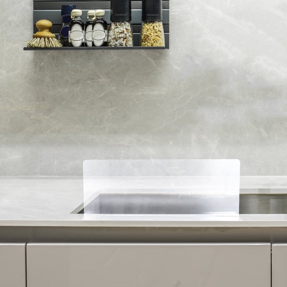 Yardwe Kitchen Sink Splash Guard Acrylic Transparent Barrier for Splash Proof Countertop