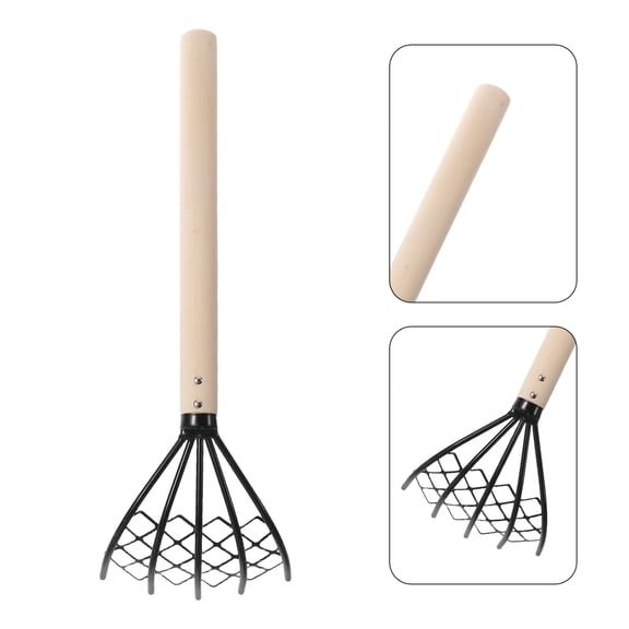 Yardwe Lightweight Handheld Beach Claw Rake with Carbon Steel Claws and Comfortable Wooden Handle for Shellfish