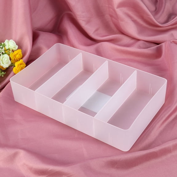 Yardwe Transparent Makeup Organizer Box with Modular Partition for Dressing Table