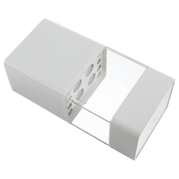 Yardwe White ABS Acrylic Makeup Brush Box, Clear Storage, Easy to Carry, 1Pc