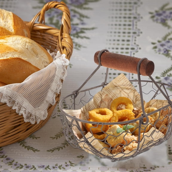 Yardwe Kitchen Wire Storage Basket with Rustic Design and Large Capacity