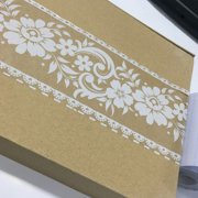 Yardwe Modern Lace Design Silver PVC Wall Sticker Waterproof for Home 1 Roll