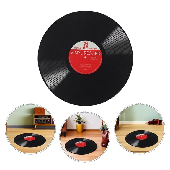 Yardwe Multi Color Retro Music Vinyl Rug with Noise Reduction for Living Room and Music Studio