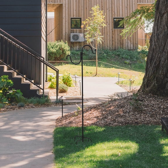 Yardwe Multi-Function Black Shepherd Hook for Garden Use Metal Ground Stake for Bird Feeders and Lanterns