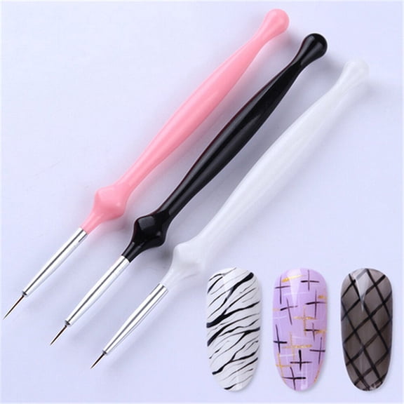 Yardwe Nail Design Brush Pen 3Pcs 16.5x0.5x0.5in For Drawing Lines Fine Details Flower Patterns Make-Up Lovers