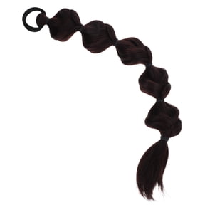 Yardwe Natural Highlighted Dark Brown Bubble Ponytail Wig with Attached Hair Tie for Easy Wear