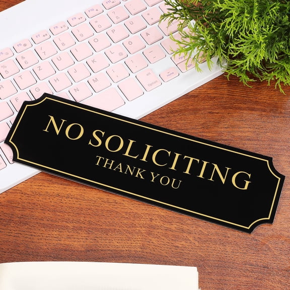 Yardwe Golden No Soliciting Window Sign Acrylic Material Clear Visible Warning for Home
