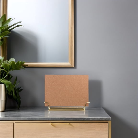 Yardwe Office Cork Board with Stand Golden Corkboard for Desk Photo and Memo Display