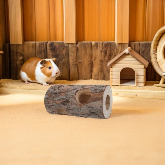 Yardwe Pine Wood Hollow Log Aquarium Hideout Cave for Reptiles and Small Pets Natural Design