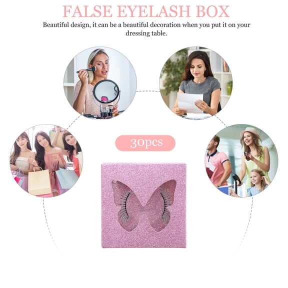 Yardwe Pink False Eyelashes Packaging Box with Window for Storage Beautiful Design Protects Lashes 30PCS