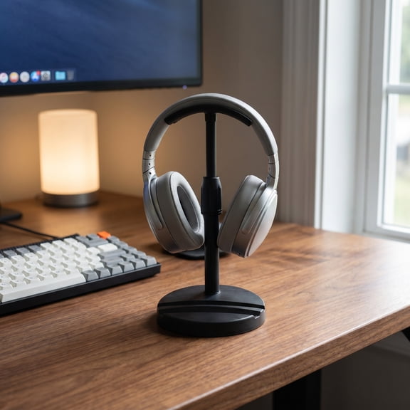 Yardwe Stable 2 in 1 Black Headphone and Phone Desktop Organizer Stand