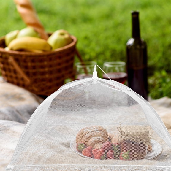 Yardwe Portable Reusable White Food Cover Dome with Strong Frame for Camping and Picnics
