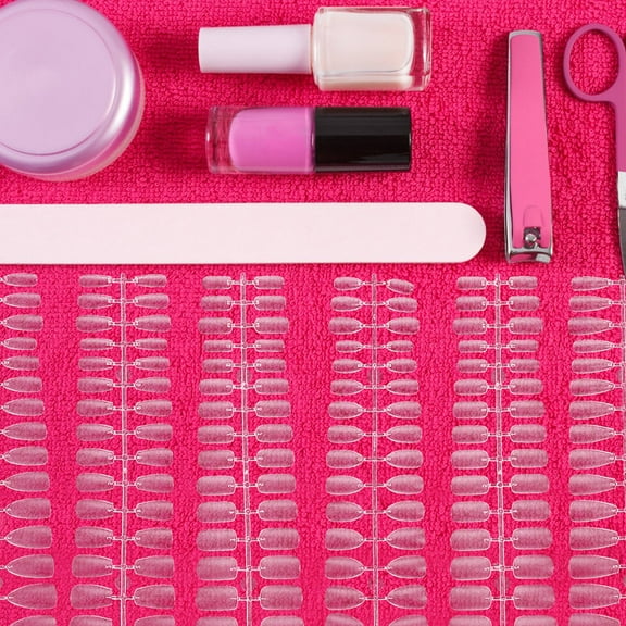 Yardwe 300Pcs Clear Frosted Full Cover Nail Tips Short Oval False Nails Glossy Finish