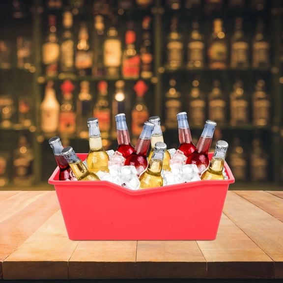 Yardwe Reusable Red Plastic Beer Bucket with Modern Design Perfect for Party Beverage Storage