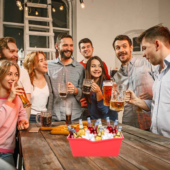 Yardwe Reusable Red Plastic Beer Bucket with Modern Design Perfect for Party Beverage Storage