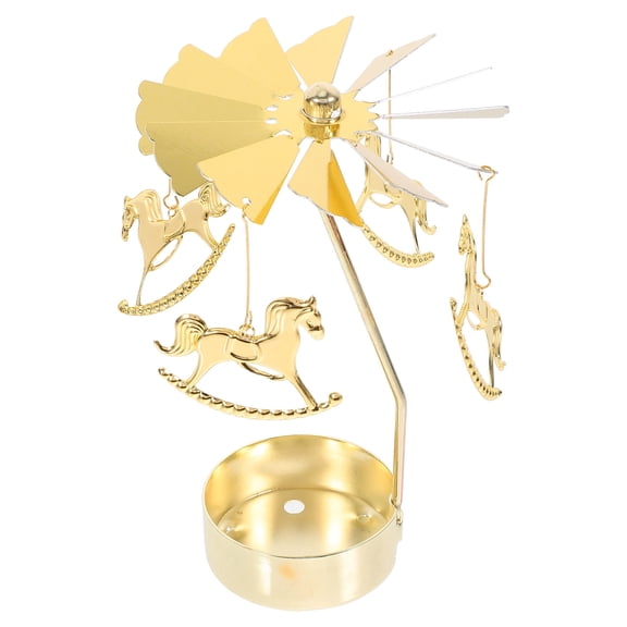 Yardwe Rotating Windmill Candle Holder Metal Carousel for Christmas Table Decor