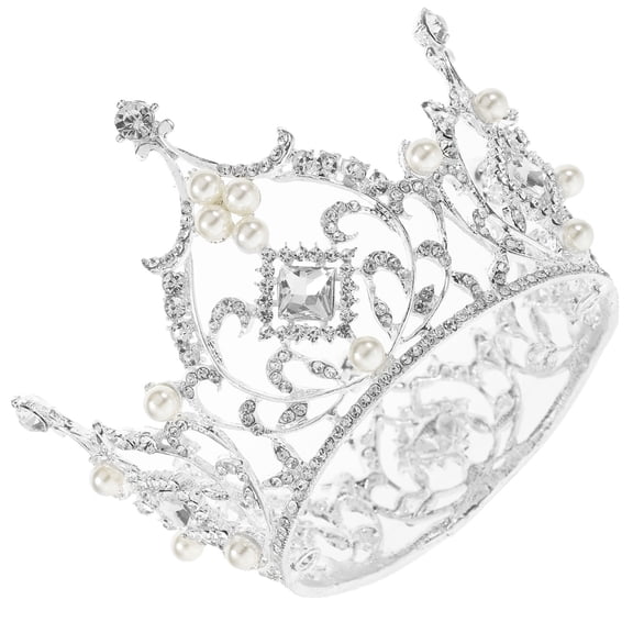 Yardwe Round Retro Crown White for Wedding Hair Decoration with Handmade Craftsmanship