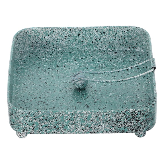 Yardwe Rustic Weighted Metal Napkin Holder for Paper Napkins with Vintage Green Finish