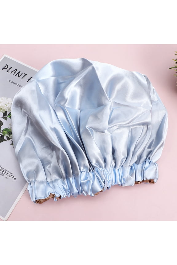 Blue Satin Sleeping Hat for Women's Comfortable Chemotherapy Cap Keeps Hair in Place Full Head Coverage