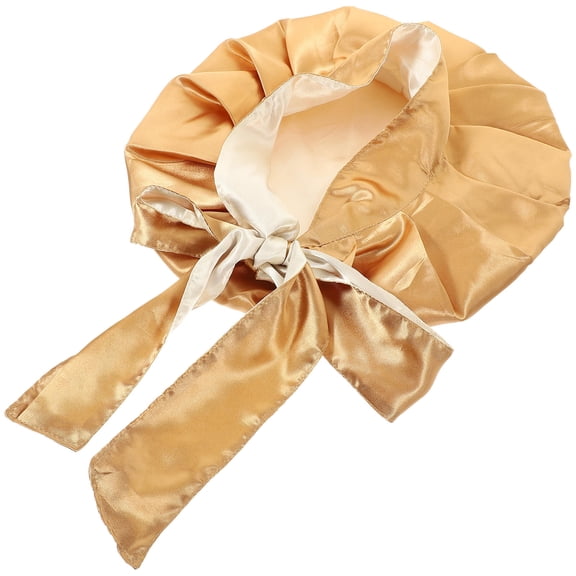 Yardwe Adjustable Satin Bonnet Satin Turban Hair Cap Golden 1Pcs