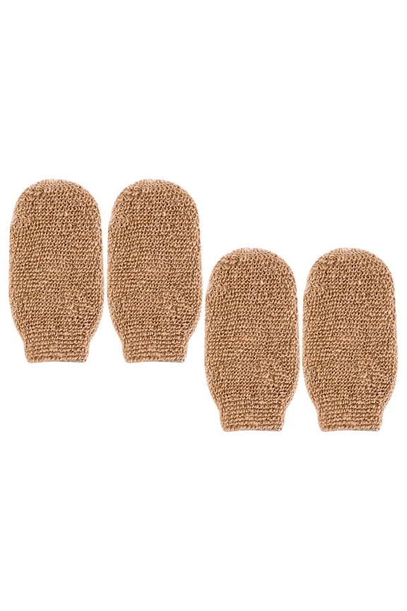 Scrubbing Gloves 4Pcs Khaki Color for Men and Women Bathing Accessories and Travel