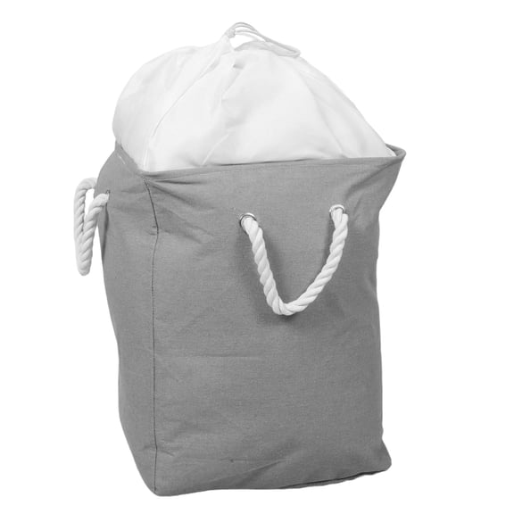 Yardwe Space Saving Grey Corner Laundry Hamper Fabric Bin for Bedroom and Bathroom Use