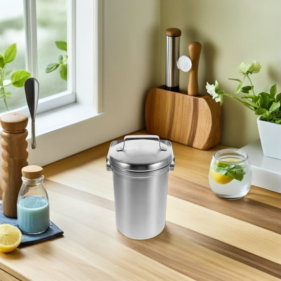 Yardwe Space Saving Kitchen Compost Container Stainless Steel with Smell Blocking Lid