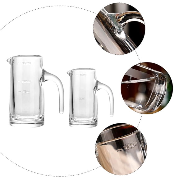 Yardwe Food-Grade Glass Measuring Jug for Storage and Beverages 2Pcs