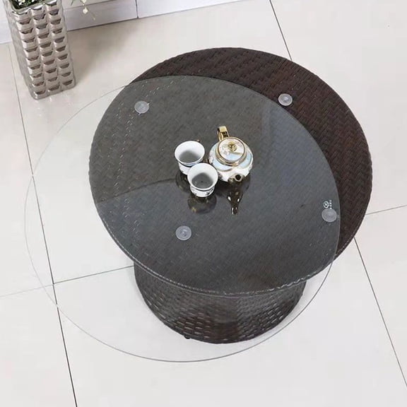 Yardwe Transparent Thickened Tempered Glass Table Top Round Shape for Hotel and Home Decor