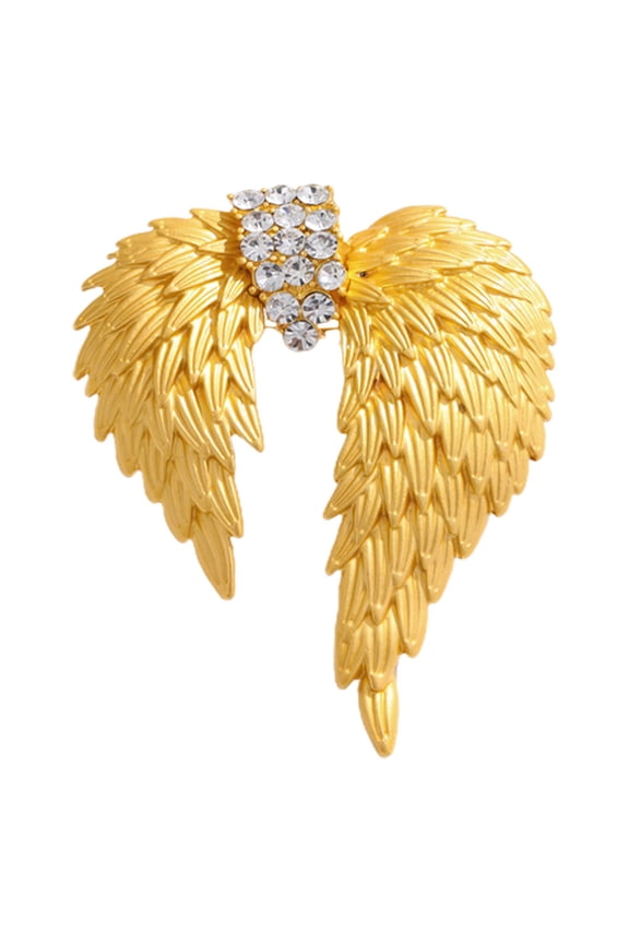 Unique Angel Wing Brooch Pin with Alloy and Rhinestones for Clothes Ornament