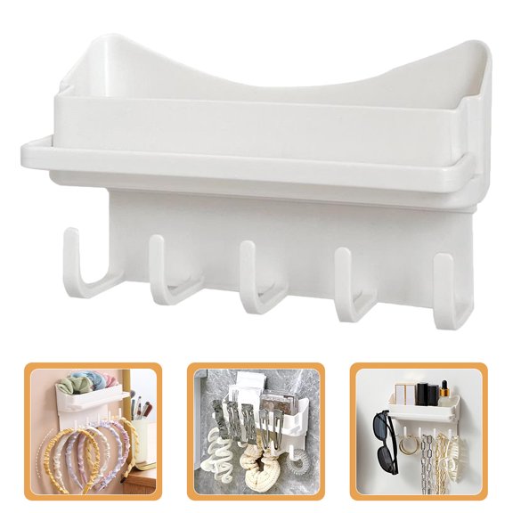Yardwe Elegant White Hair Bow Holder Organizer Wall Mounted Storage Rack for Hair Accessories