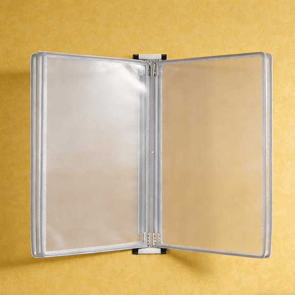 Yardwe Grey Wall Mount Document Display Rack with Flip Panels for Quick Paper Access