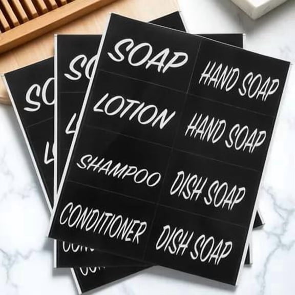 Yardwe Waterproof Bathroom Dispenser Label Stickers for Home Use Black PVC Stickers