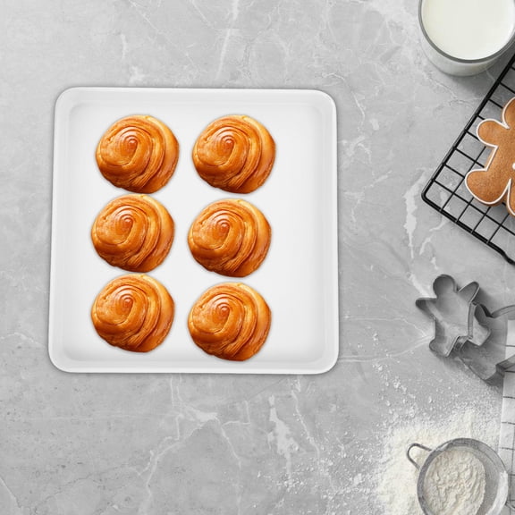 Yardwe White Nonstick Carbon Steel Baking Sheet Pan for Oven Use with Unique Snowflake Pattern