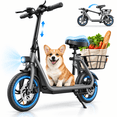 thumbnail image 1 of YareYi JS3 Foldable Electric Scooter for Adults with Seat, 650W Peak Adult Electric Scooter with Basket, 20 MPH, 20-Mile, UL 2272 Certified, 1 of 8