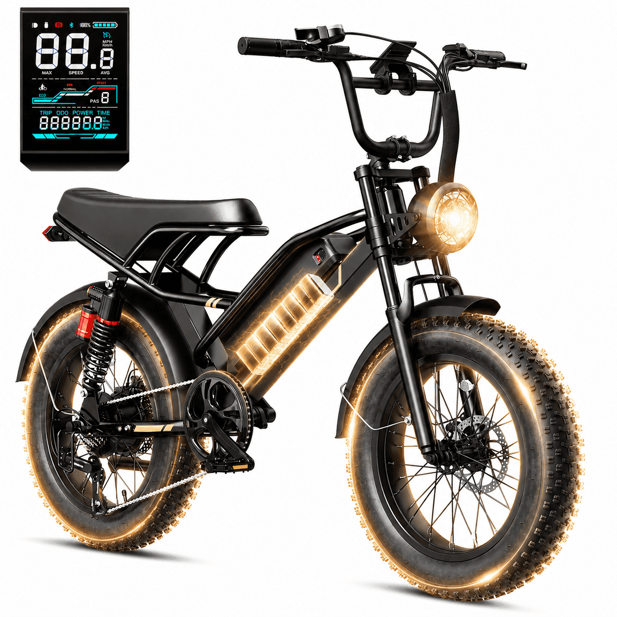 YareYi Electric Bike for Adults 20", 32MPH Fat Tire E-Bike, 3000W Peak Mountain Bicycle, 48V 960Wh Removable Battery UL2849