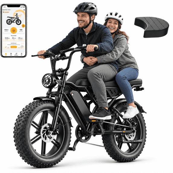YareYi Electric Bike for Adults, 750W Peak E-Mountain Bicycle Class 3, 20" Fat Tire E-Bike with Speedometer, 48V 15Ah Removable Battery UL2849