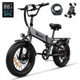 thumbnail image 1 of YareYi X-Hunter 750W Rated Electric Bike for Adults, 28 MPH Folding Ebike with 48V 13Ah Removable Battery, 70-Mile Range, 20" Fat Tire Full Suspension E Bike, 7-Speed, Gray, 1 of 8