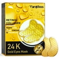 Yargkos 30 Pcs 24K YPF5 Gold Under Eye Patches Collagen Golden Eye Mask