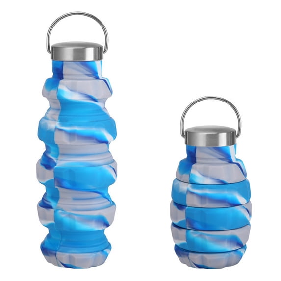 Yarino Foldable Water Bottle with Lid Water Bottles, 500ml Portable Foldable Expandable Water Bottle Sports Bottles, Leak Proof and Reusable, for Outdoor Activities Travel