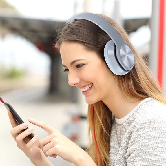 Yarino Wired Over-Ear Headphones, Foldable Hi-Fi Stereo Headphones with Built-in Mic, 3.5mm Plug 4ft Nylon Cord for Smartphone/Tablet/Laptop, Suitable for Adults & Ki-ds