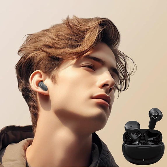 Yarino Wireless Earbuds, Bluetooth 5.4 Half In-Ear with 48H Playtime, Low Latency Gaming Mode, IPX5 Waterproof, Touch Control Short Stem Earbuds for Sports Workout Travel