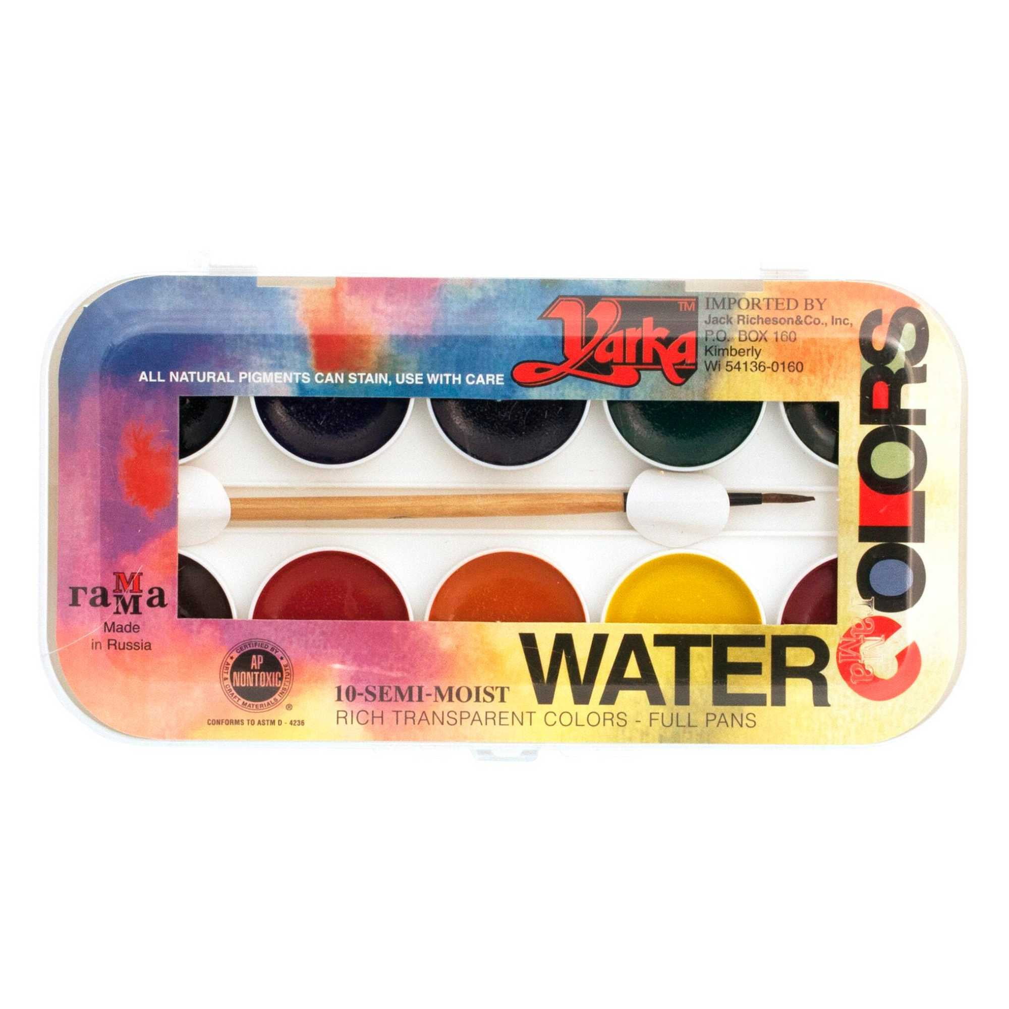 Yarka NonToxic SemiMoist Students Watercolor Paint Set with Brush