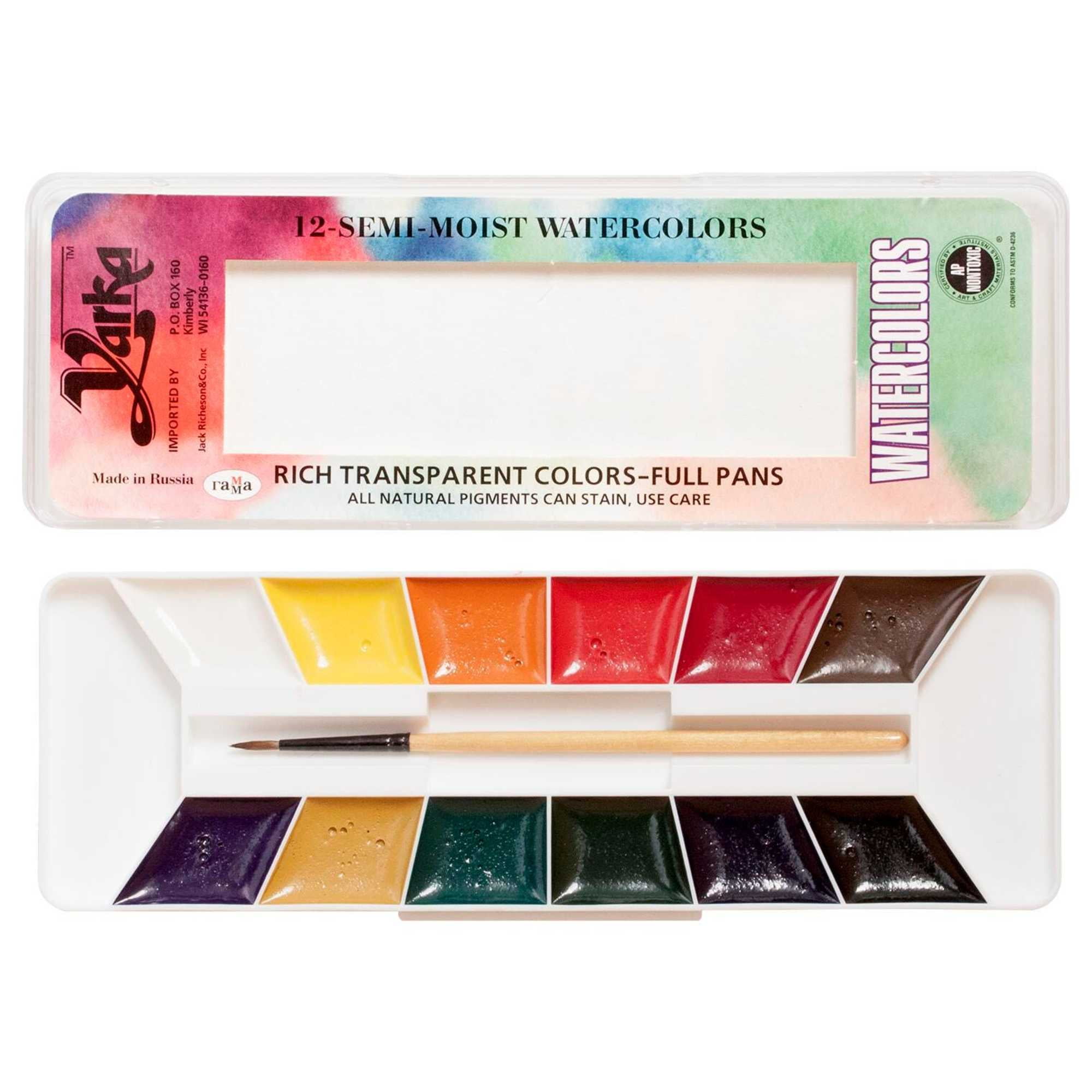 Yarka NonToxic SemiMoist Students Watercolor Paint Set with Brush