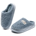 thumbnail image 1 of Yarkasie Slippers for Women Men, Soft Thick Memory Foam Slippers, Fuzzy Bedroom House Shoes Indoor, Blue Size 5, 1 of 9