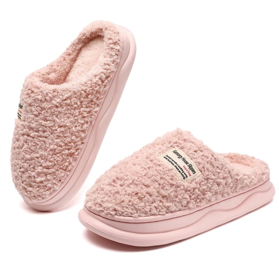 Yarkasie Slippers for Women Men, Soft Thick Memory Foam Slippers, Fuzzy Bedroom House Shoes Indoor, Pink Size 8.5