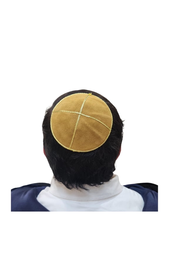 Yarmulka Jewish Kippa Flat Yamaka Kipah Kipot Leather Suede 14cm