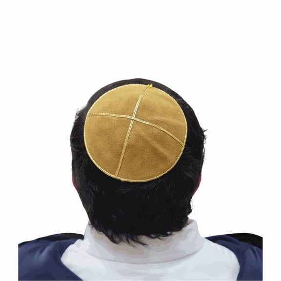 Yarmulka Jewish Kippa Flat Yamaka Kipah Kipot Leather Suede 14cm