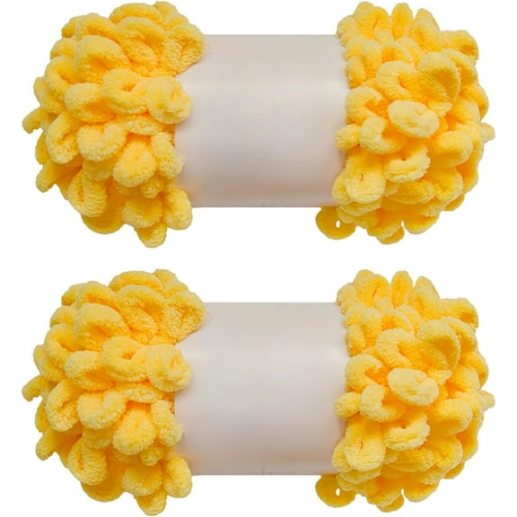 Yarn 100% Polyester Chenille Puffy Yarn, 2pcs/200g Loop DIY Hand Woven Knitting Crafts Supplies,Craft Chunky Finger Knitting Loopy Yarn Soft and Light Material.